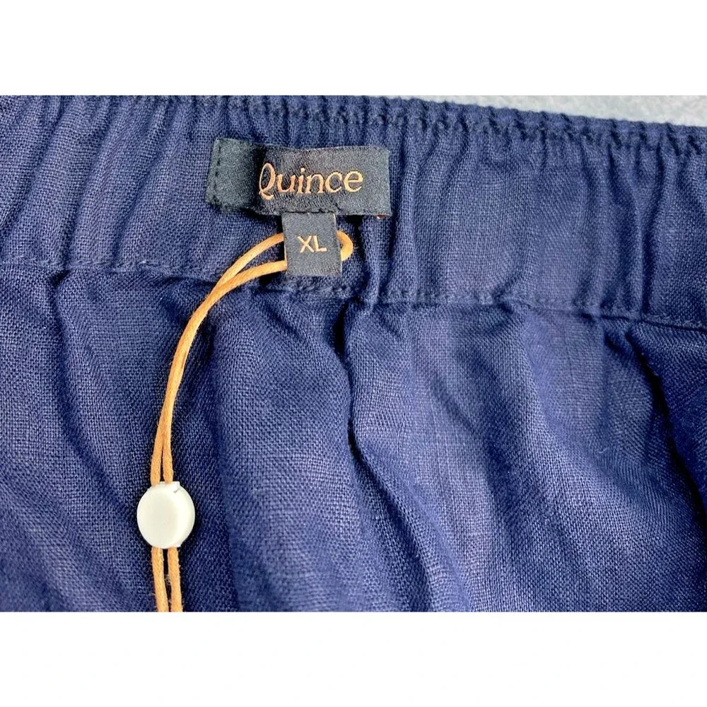 Quince NWT womens navy Euro 100% linen wide leg jumpsuit XL summer vacation